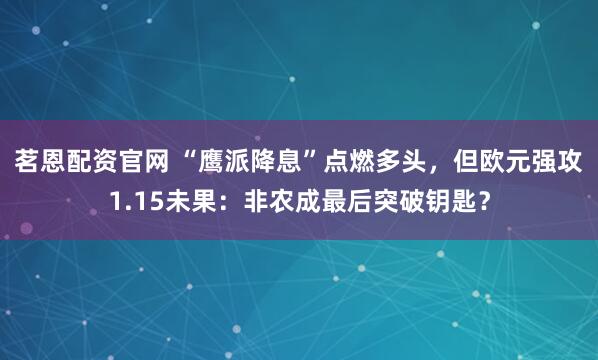 茗恩配资官网 “鹰派降息”点燃多头，但欧元强攻1.15未果：非农成最后突破钥匙？